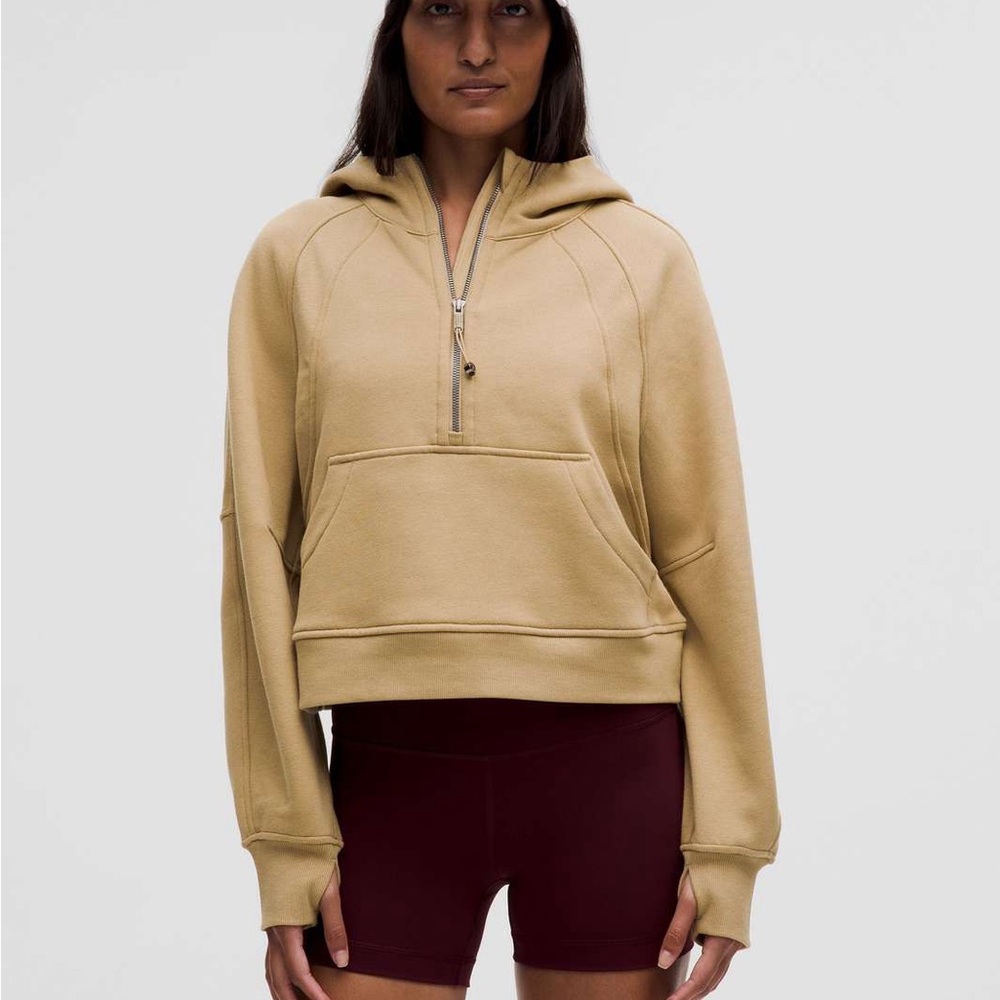 Lululemon Cropped Hooded Half-Zip Scuba in Filbert Tan Size XS/S
